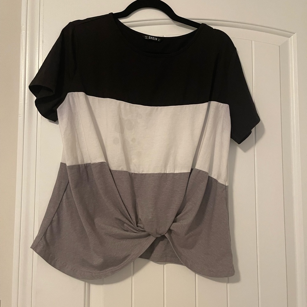 Black, White, Gray striped Shirt